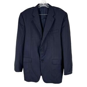Hickey Freeman Navy Blue Striped Loro Piana Wool Super 130's Blazer 42R EUC